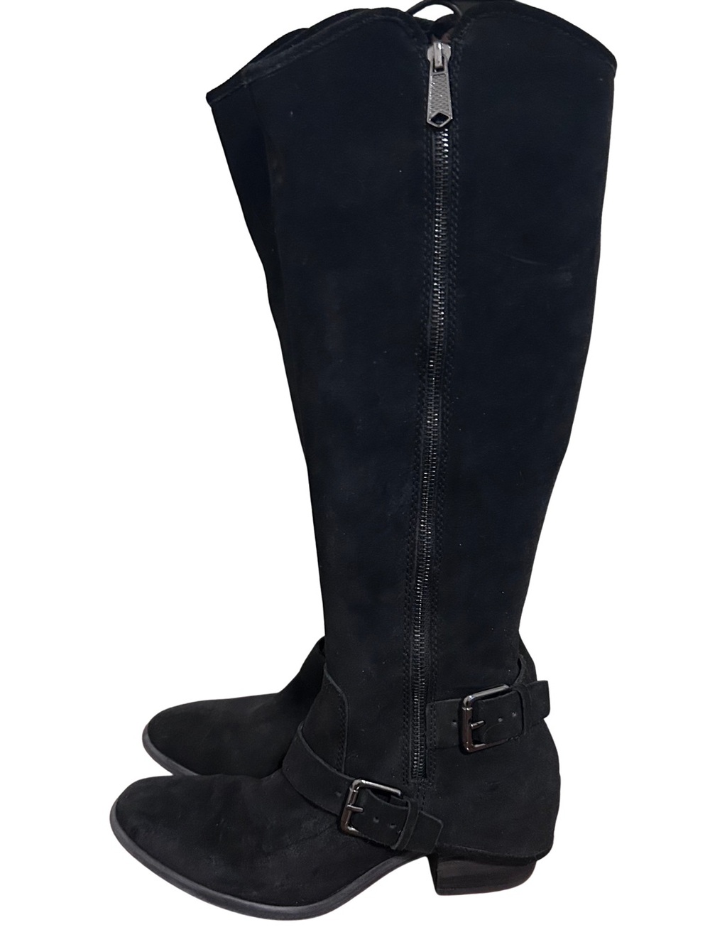 Donald J. Pliner Black Suede Over-the-Knee Boots with Buckle